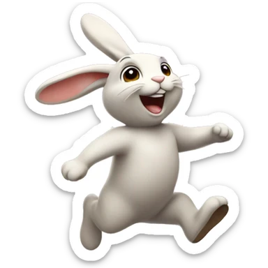 Bunny jumping in flower field sticker