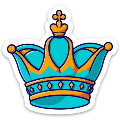 teal and orange royal crown sticker