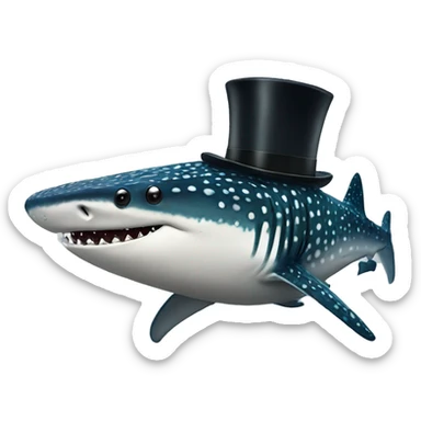 Whale shark with a top hat sticker