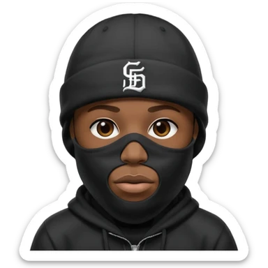 rapper khăn trùm mặt full đen có mũ len hãng MLB
 sticker