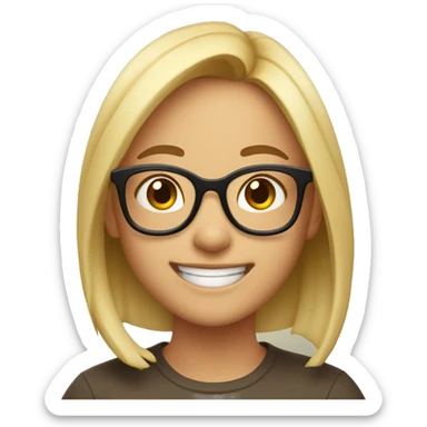 Happy and excited girl with spects sticker