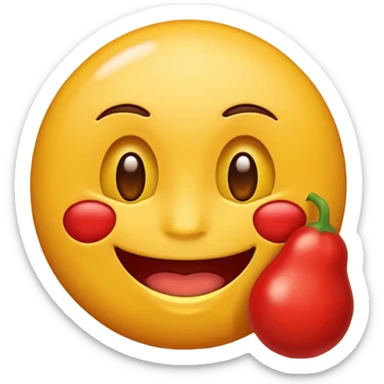 Un emoji sonriendo, mordiéndose un dedo y con las mejillas rojas sticker