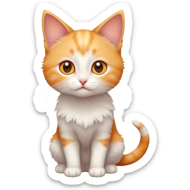 full body of very small + skinny ginger and white kitten with deep orange eyes and triangular shaped face sticker
