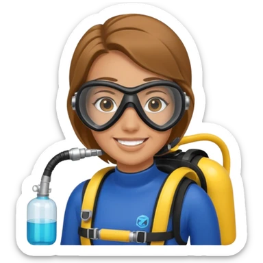 scuba diving girl with oxygen tank sticker