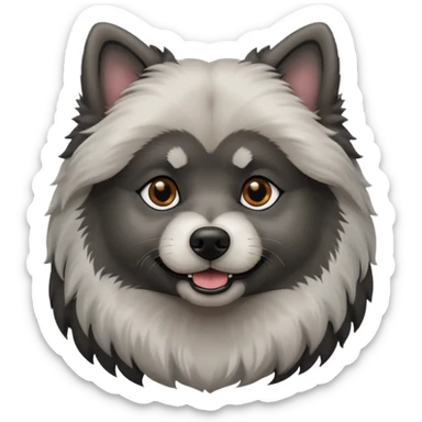 Keeshond with white and black sticker