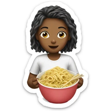 Girl eating noodles  sticker