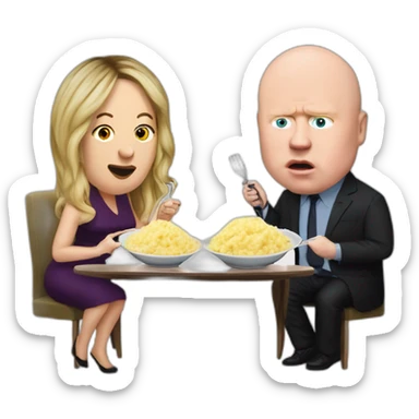 Victoria coren-mitchell and Phil Mitchell eating mashed potatoes sticker