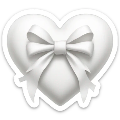 white heart with white bow sticker