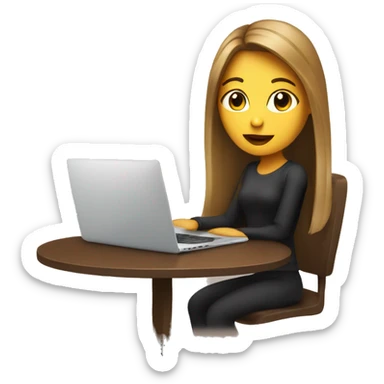 girl+laptop+coffe cup+coffeetable+background sticker