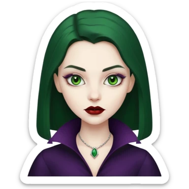 создай девушку вампира с бледной кожей тонкими бровями зелеными глазами sticker