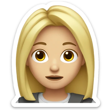 Frustrated blonde haired girl with papers sticker