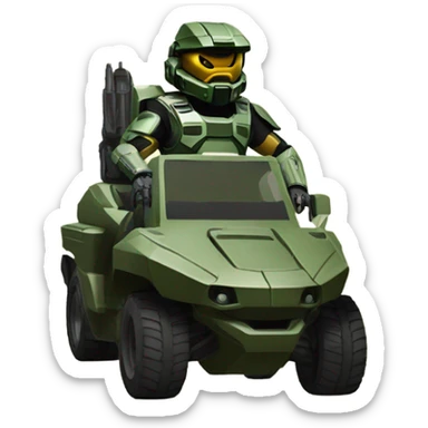 Master chief in warthog vehicle  sticker