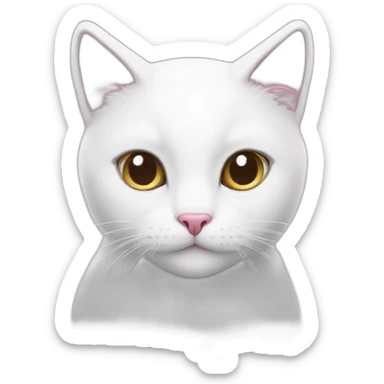 white cat with pink hearts sticker