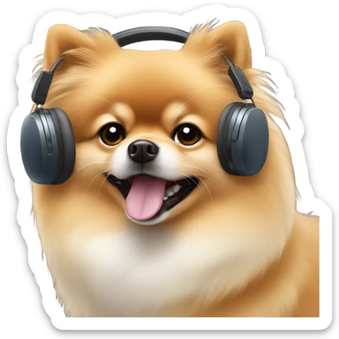 Tan Pomeranian with white beard and earmuffs  sticker