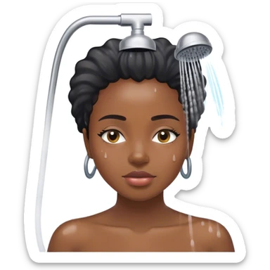 black woman taking shower for self care  sticker