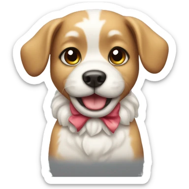 cute dog with a bow sticker