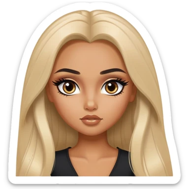 russian features, beauty,  hair, tan skin,  eyes, pretty eyes, black eyeliner, pretty bratz baddie sticker