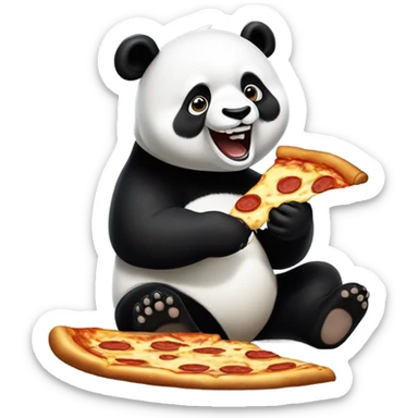 Panda eating Pizza sticker