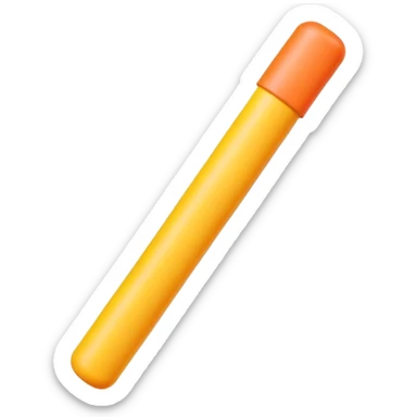 A single foam stick with caps on top and bottom, front view sticker