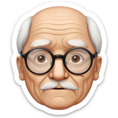 wrinkly old manwhite-male-brown-hair-black-round-glasses sticker