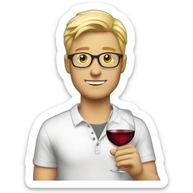 Blonde guy with wine in casual smart clothing sticker
