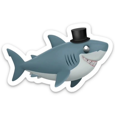 Shark with a top hat sticker