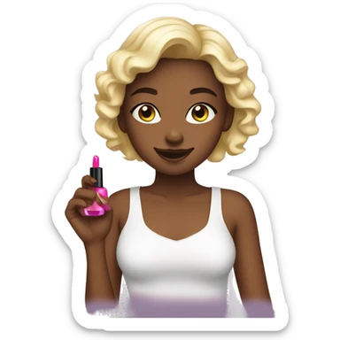 A girl doing nail polish sticker