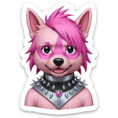 pink haired metalhead dog sticker
