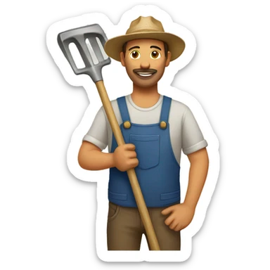 farmer with farm tool  sticker