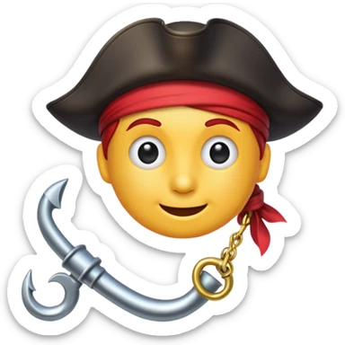 Pirate Hook, clean vector emoji, with rich details, no face on objects, white background sticker