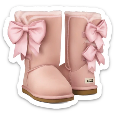 Blush pink Ugg boots with blush pink bows sticker