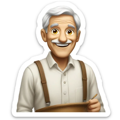 old man painting a picture ad smiling sticker