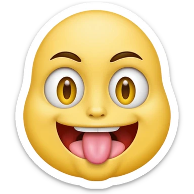 ryellow face with tongue sticking out to the side sticker