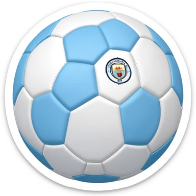 Soccer ball in Manchester City sky blue and white colors sticker