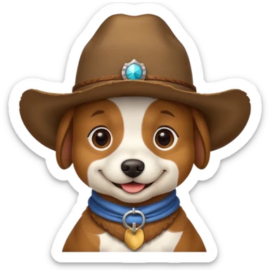 dog with a cowboy hat sticker