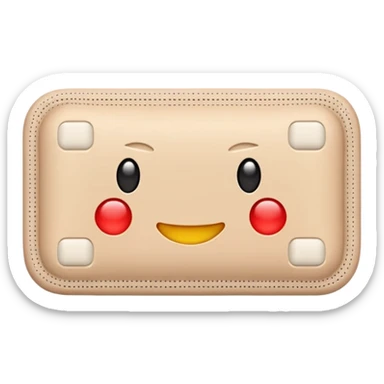 single adhesive bandage in light beige tone, rectangular with rounded edges, small padded center, slightly textured surface, subtle perforation dots on each end, positioned flat, no skin or wound, soft lighting, subtle shadows, emoji scale sticker