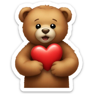 Teddy bear hugging a heart sticker