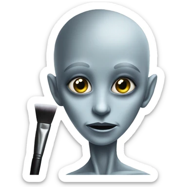 Grey alien doing makeup  sticker