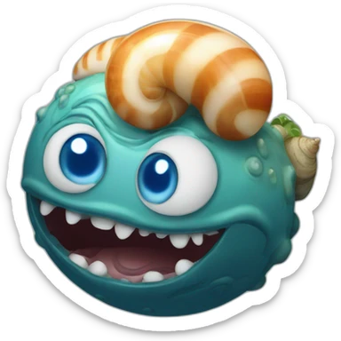 planet Neptune with a cartoon nauseated snail face sticker