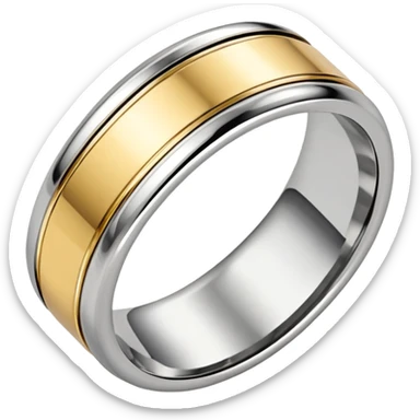 Silver ring with gold trim sticker