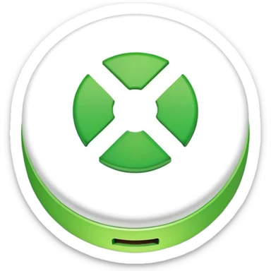 Clash of Clans aesthetic: Cinematic Playful Xbox Power Button Portrait Emoji, rendered in a 3D vector-style similar to standard emojis with minimal shading and bold, simplified shapes. A compact, distinct form with signature details, softly glowing with a modern gaming energy charm. Simplified yet unmistakably iconic, highly detailed and consistent, glowing with a soft radiance and high shine. Stylized with a touch of next-gen innovation and a soft glowing outline, capturing the essence of a beloved gaming relic with a friendly, playful manner! sticker