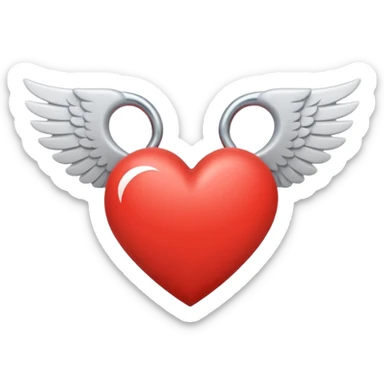 A heart in the middle of two wings mini mal sticker