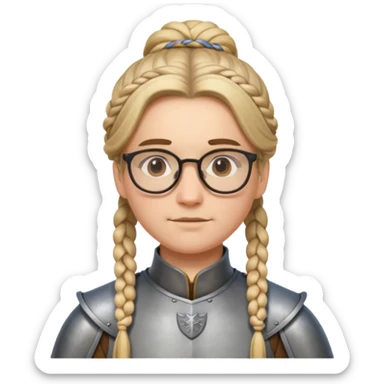 knight's with glasses with long boarder & hair bun hair sticker