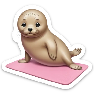 Seal on a light pink yoga mat on the beach sticker