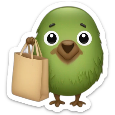 Kiwi holding totebag sticker