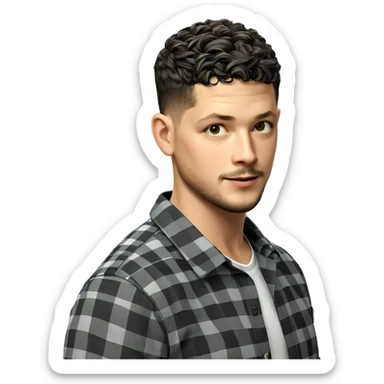 black-haired boy with facial hair sticker