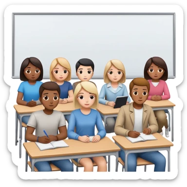 adults sitting in a classroom facing away sticker