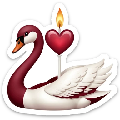 Maroon heart, swan , candle seperately  sticker