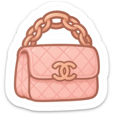 pink Chanel purse, cute and exaggerated chibi stickers style sticker
