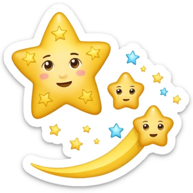shooting star with a dreamy expression, looking up as if questioning existence, emoji style sticker